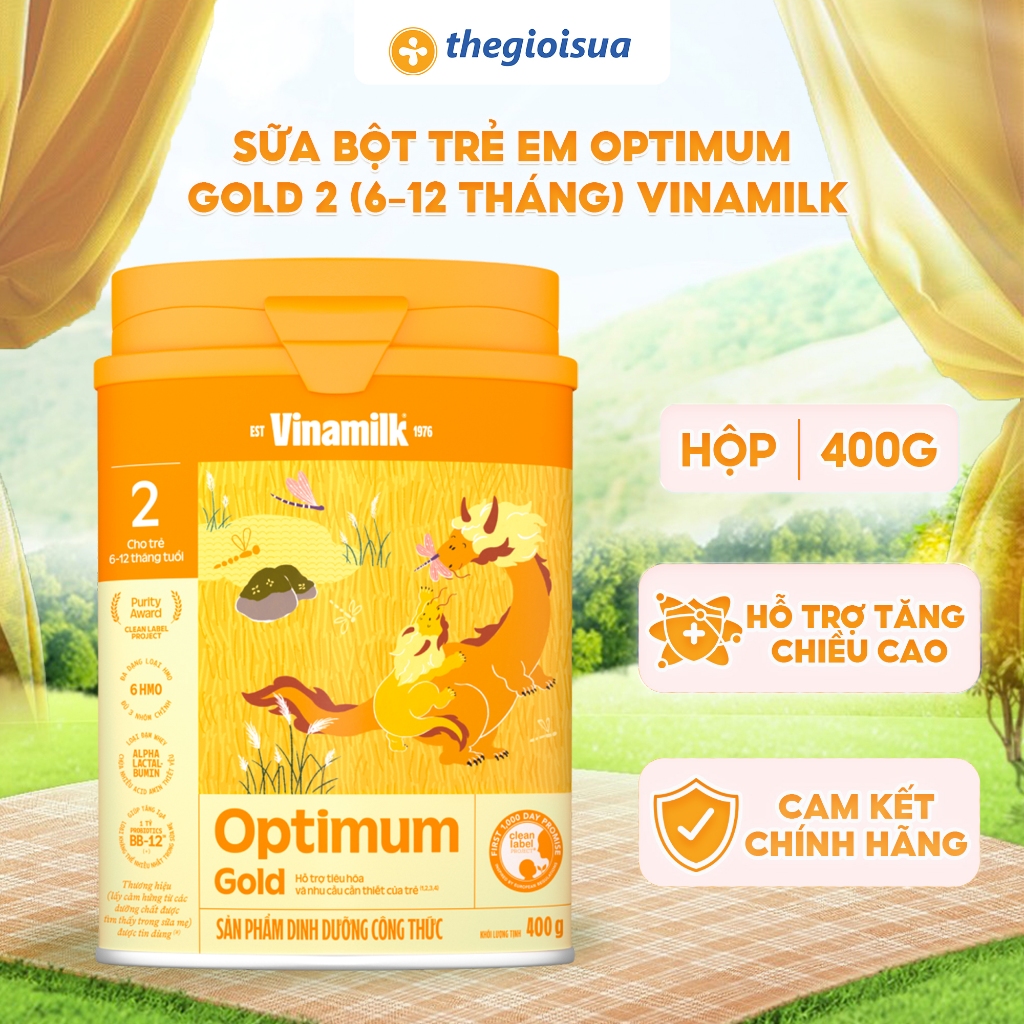 Sữa bột trẻ em Optimum Gold 2 (6-12 tháng) Hộp 400g/800g Vinamilk Chính Hãng