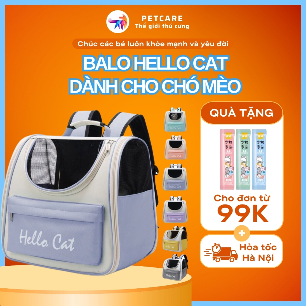 Balo Cho Chó Mèo Thú Cưng Hello Cat, Túi Vận Chuyển Chó Mèo - Hello Cat Vận Chuyển - PETCARE Petshop