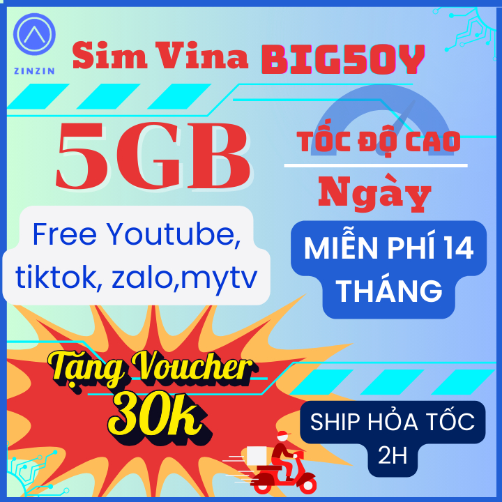 Sim 4G Vinaphone Big50y Tặng 5GB/Ngày Miễn Phí Vào TT, ZL, My TV