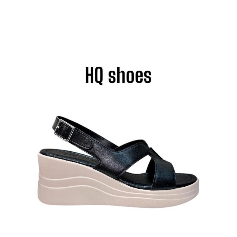 sandanl xuồng Da micro quai chữ H,(chân đầy tăng size),cao 7cm lót da êm ái,HQ shoes,HQ-2064 chữ H