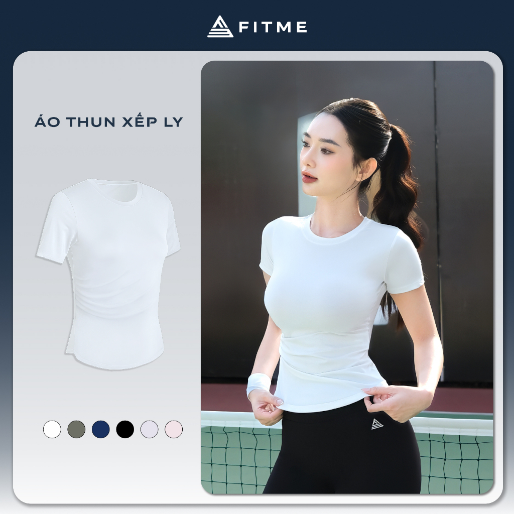 Áo tập gym yoga nữ Fitme Simple xếp ly vải cao cấp co giãn 4 chiều thấm hút mồ hôi ATXL01 | BigBuy360 - bigbuy360.vn
