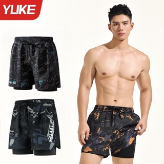 Quần bơi thể thao nam 2 lớp, ống suông YUKE, mẫu mới 2025 ( nhập khẩu, đã kiểm tra chất lượng)