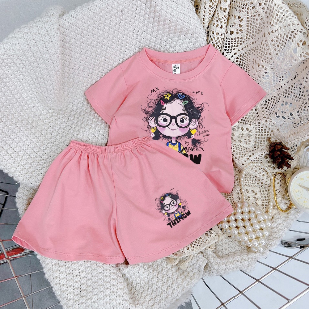 [8-40kg] Đồ bộ bé gái quần đùi 5 Màu Tóc Rối