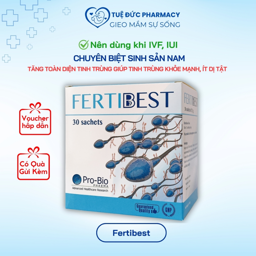 Fertibest [CHÍNH HÃNG] bổ tinh trùng, tăng thụ thai - Hộp 30 Gói