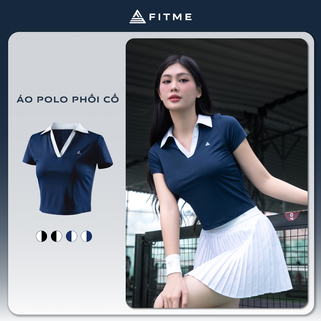Áo polo thể thao nữ Fitme GOC phối cổ chất liệu co giãn chơi pickleball cầu lông, tennis ABPL01 | BigBuy360 - bigbuy360.vn
