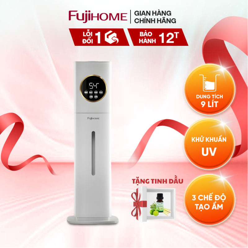Máy tạo ẩm, xông tinh dầu FUJIHOME HM09UV1 khử khuẩn UV dung tích lớn - Bảo hành 12 tháng