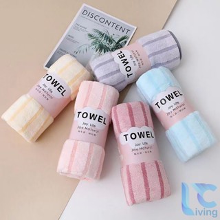  Combo 5 Khăn Lau Mặt Lông Cừu Living C Vân Kẻ Sọc Mềm Mịn Siêu Hút Nước Tiện Dụng 