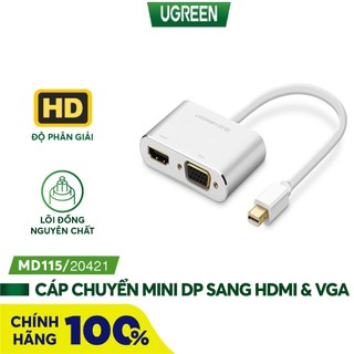 Cáp chuyển mini displayport sang hdmi + vga ugreen 20421 - hàng chính hãng bh 18 tháng