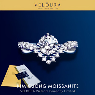 Nhẫn Nữ Kim Cương Moissanite 1 Carat - Chính Hãng VELOURA - Dáng Vương Miện Hoàng Gia | GRA VJN014