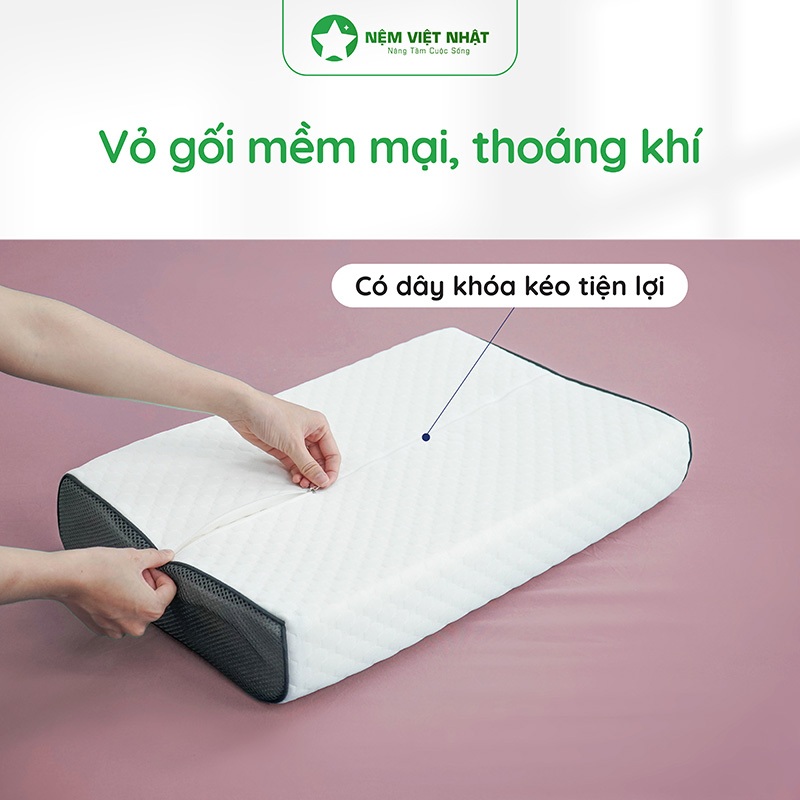 Gối Nằm Cao Su Việt Nhật Thiết Kế Lượn Sóng, Êm Ái, Thoáng Mát - Kích Thước 40cm x 60cm | BigBuy360 - bigbuy360.vn