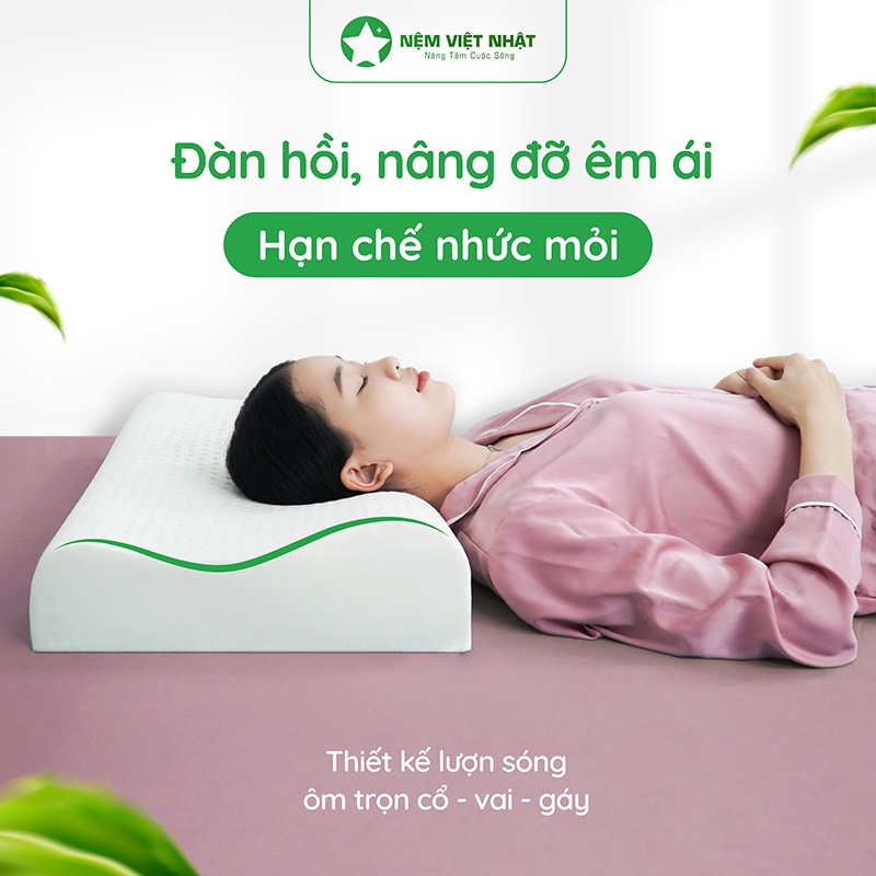 Gối Nằm Cao Su Việt Nhật Thiết Kế Lượn Sóng, Êm Ái, Thoáng Mát - Kích Thước 40cm x 60cm | BigBuy360 - bigbuy360.vn