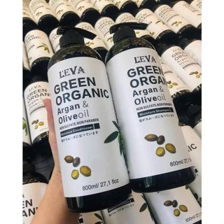 Dầu Gội Xả Leva Green Organic Argan & Olive oil Mượt Tóc Phục Hồi Hương Nước Hoa 800ml
