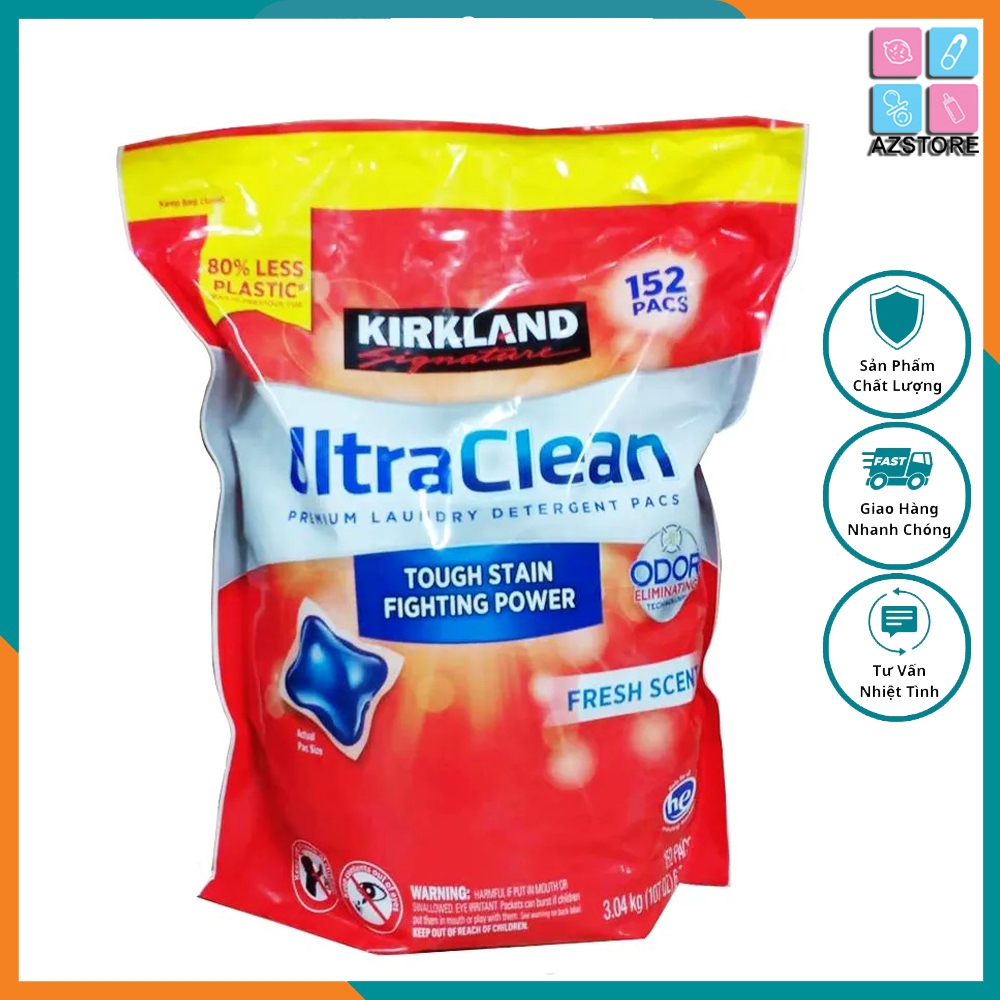 Kirkland Signature Ultra Clean - Viên giặt xả kháng khuẩn Kirkland Ultra Clean 152 viên