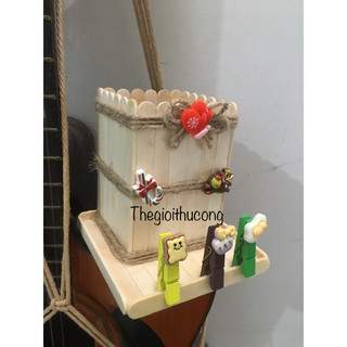 Ống cắm bút que kem handmade, ống cắm bút tái chế