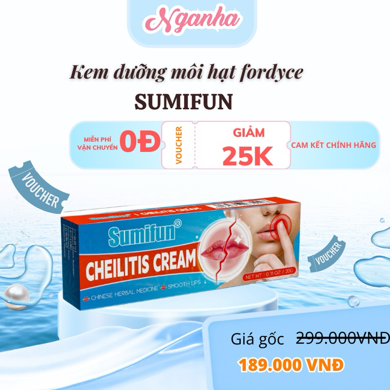 KEM TRI HẠT FORDYCE MÔI SUMIFUN 20GR, DƯỠNG MÔI MỀM MỊN CĂNG MƯỚT, GIẢM THÂM MÔI, CHÀM VIÊM MÔI, MỤN