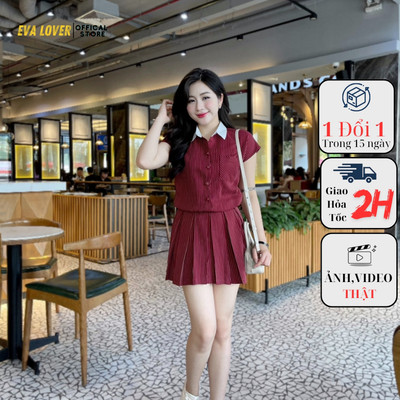 Váy kẻ xếp ly mã 277, váy liền cổ sơ mi phối chân váy xếp ly kiểu dáng năng động