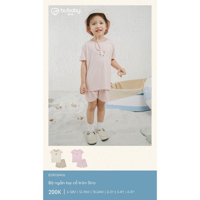 Bộ ngắn tay cổ tròn Siro Bubaby cho bé từ 6 tháng đến lớn