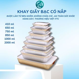  Combo 25|50 Hộp Giấy Bạc Có Nắp Khay Giấy Bạc Đựng Thực Phẩm Dùng 1 Lần Nhiều Kích Thước  FTC 
