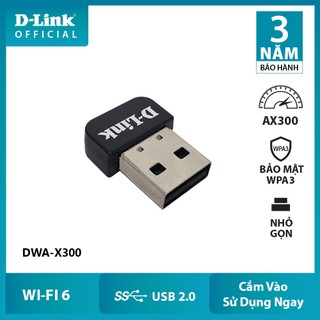 Bộ Chuyển Đổi USB Wi-Fi 6 D-Link DWA-X300 Chuẩn AX300 Nhỏ Gọn Cắm Vào Sử Dụng Ngay