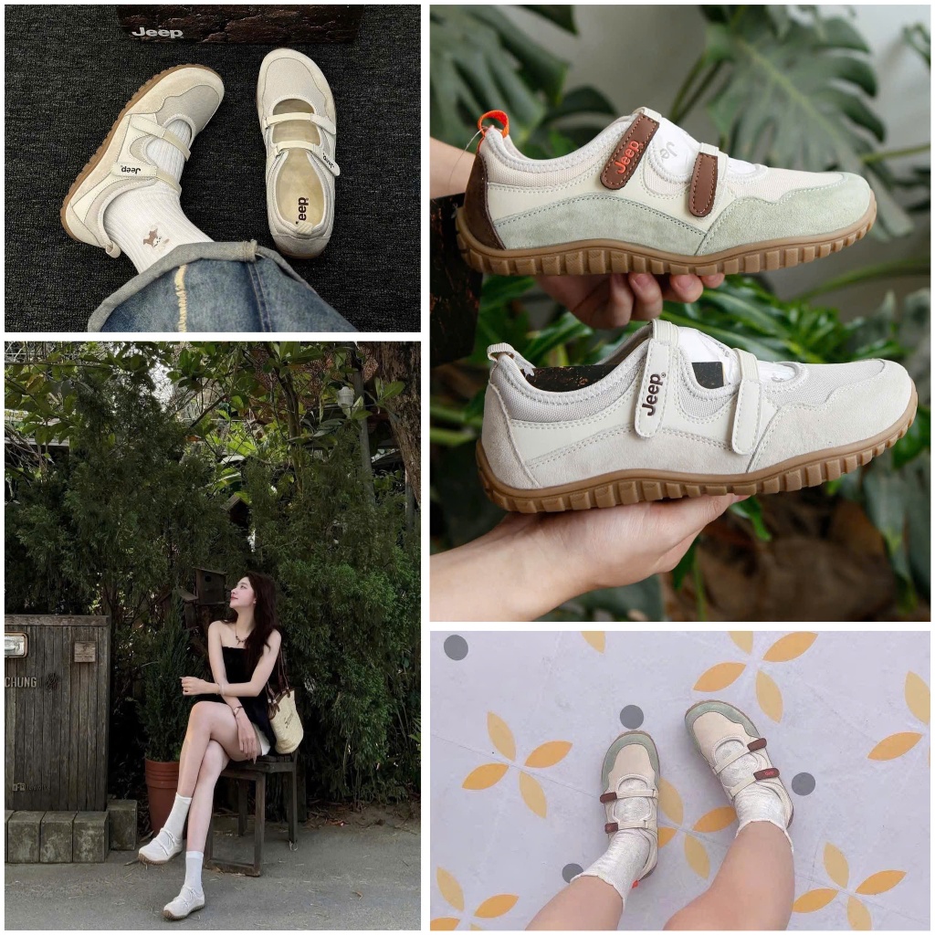 Giày Sục Jeep Mary Jane Búp Bê Đế Slipon Quai Dán phong cách tiểu thư cho nữ mẫu mới 2025 Giá Xưởng