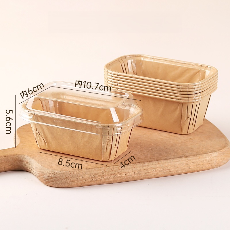 50 Cốc Giấy Nướng Bánh Ngọt Muffin, Bánh Chuối Trực Tiếp Hình Chữ Nhật 140ml Có Nắp PET