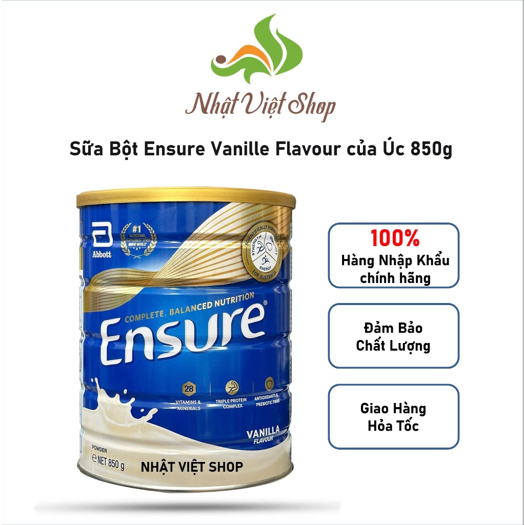 [Hàng nhập khẩu chính hãng, tem phụ đủ] Sữa Bột Ensure Vanilla của Úc 850g (Mẫu Mới)