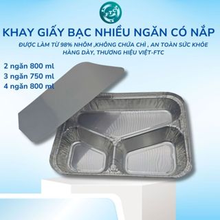  Set 10 Hộp giấy bạc Khay giấy bạc đựng Cơm 2- 3 - 4 ngăn nhiều lựa chọn 