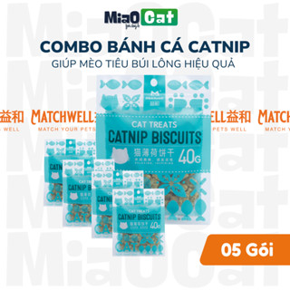   Combo 5-10  Bánh cá Catnip Biscuits Matchwell cho mèo gói 40g hỗ trợ tiêu hóa tiêu búi lông 
