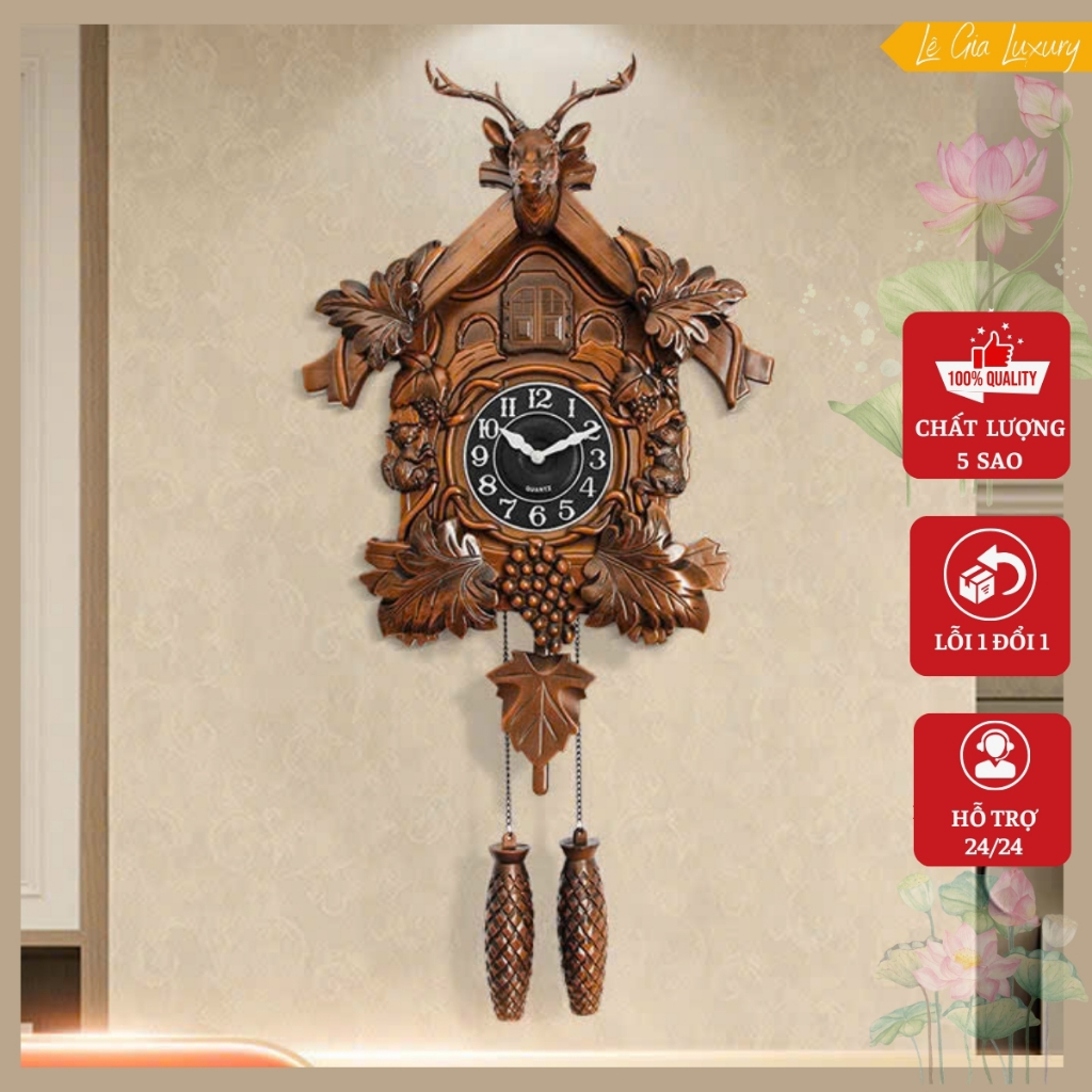 Đồng hồ quả lắc treo tường cổ điển  – đồng hồ treo tường phòng khách, phòng làm việc sang trọng