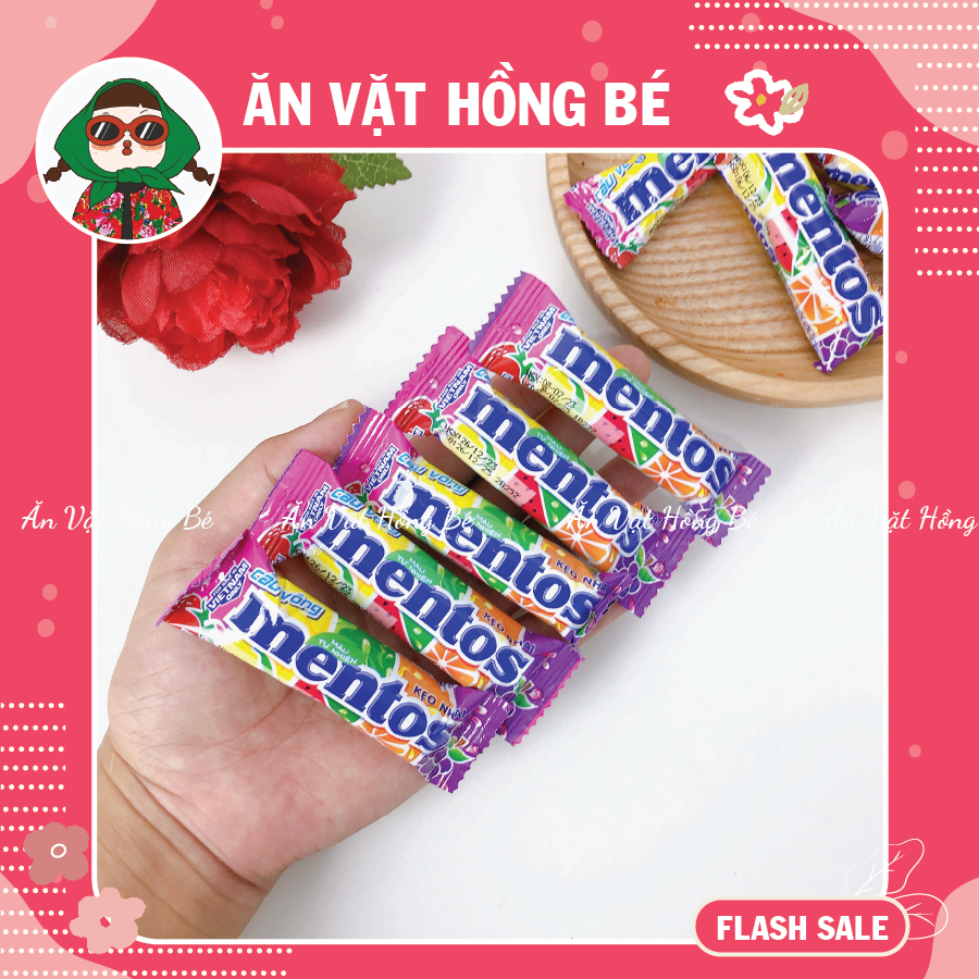 [10 Chiếc] Kẹo Mentos Vị Trái Cây (thỏi 5viên), kẹo nhai trái cây, đồ ăn vặt tuổi thơ