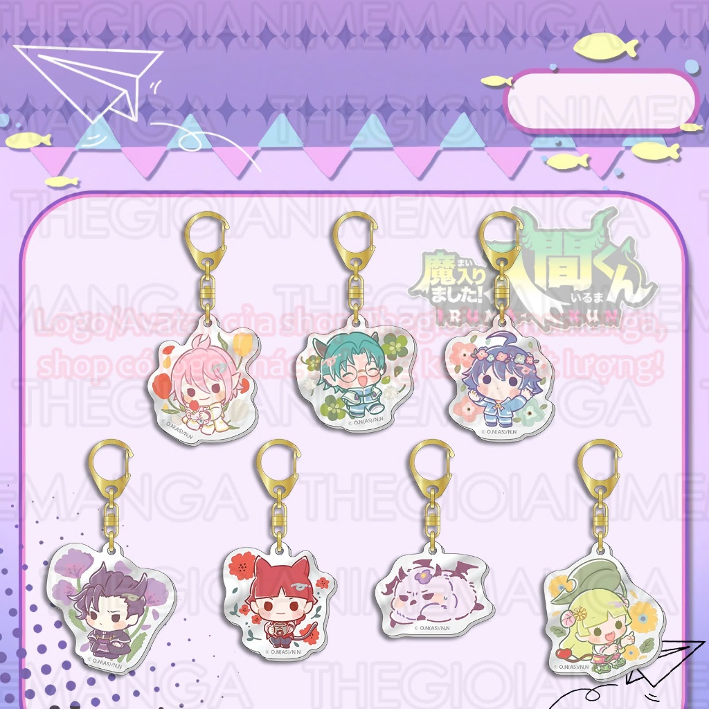 (NỀN HOA) Móc khóa IRUMA GIÁ ĐÁO Mairimashita Iruma-kun anime chibi xinh xắn