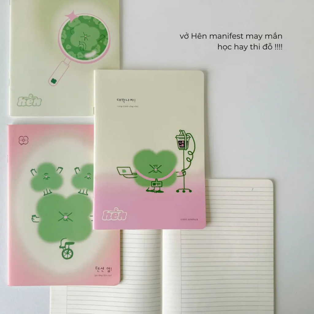 Tập Kẻ ngang B5 Crabit HÊN Collection 100 trang giấy 80gsm không thấm nhòe
