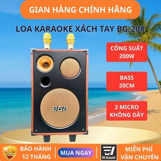  BGB | BG-208 | Loa Karaoke Xách Tay | Bass 20cm | Công Suất 150W | Bluetooth 5.0 | Âm Thanh 3 Đường Tiếng 