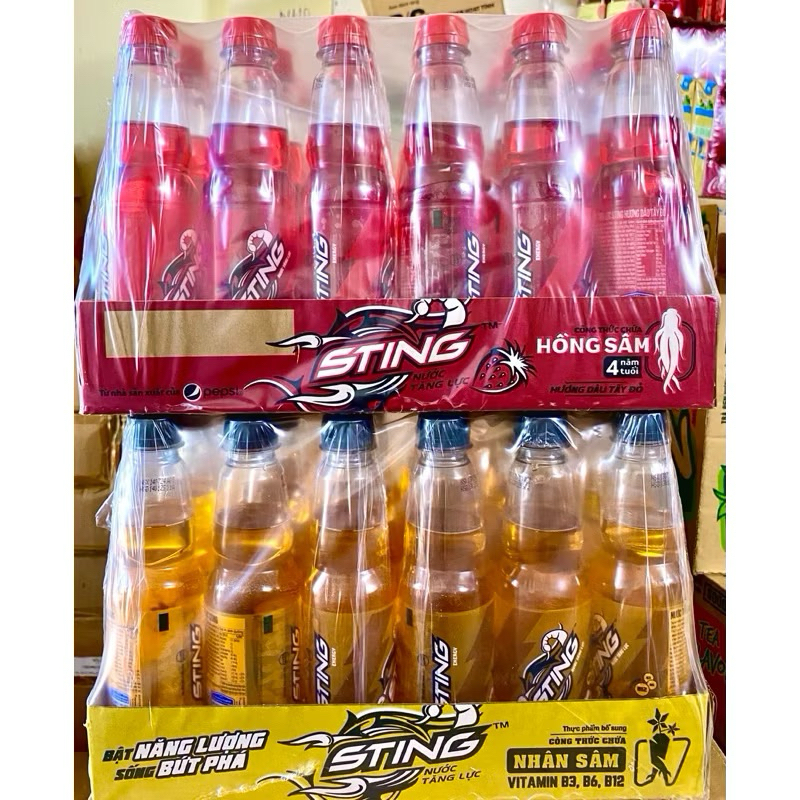[HỎA TỐC] Thùng 24 Chai Nước Tăng Lực Sting Dâu/Sting Vàng (330ml/chai)