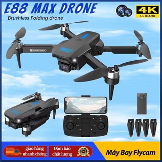 Máy Bay Flycam E88 Max, Drone camera trang bị camera kép 4k, Lai Cam Điều Khiển Từ Xa, Tai nghe Bluetooth