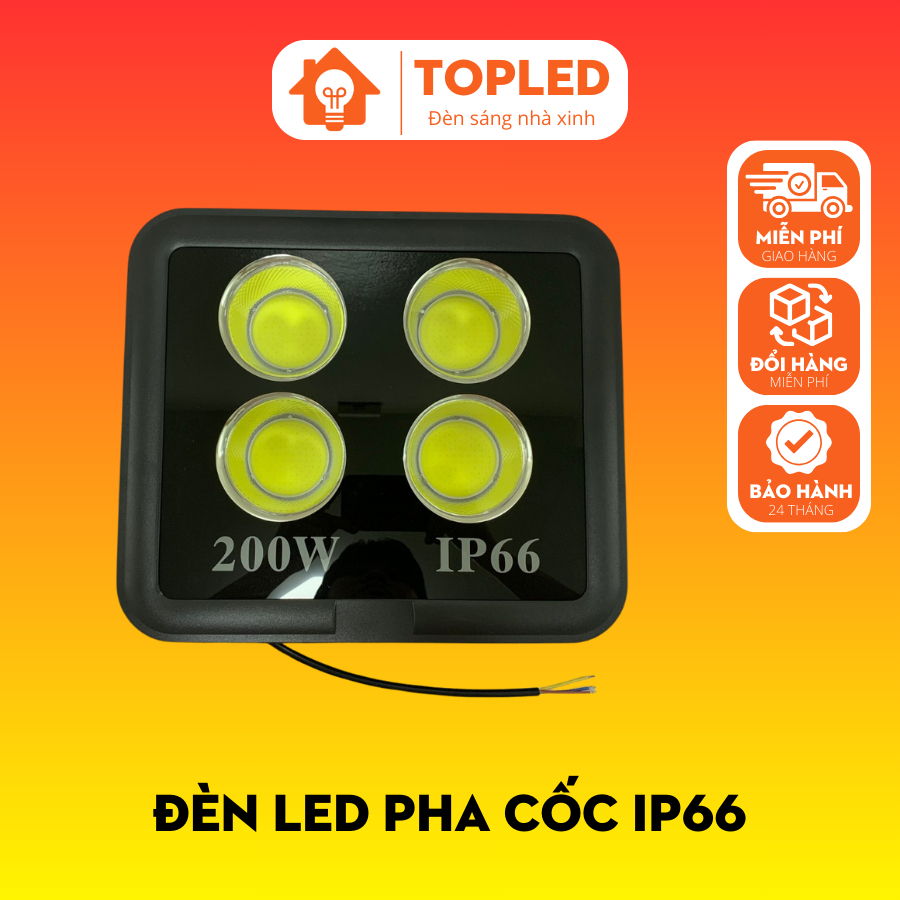 Đèn led pha cốc IP66, đèn pha led chống nước 200w