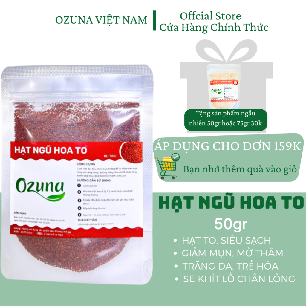 Hạt ngũ hoa to 250g nguyên chất cao cấp loại 1 siêu sạch Ozuna Việt Nam chăm sóc da chuyên dùng tron