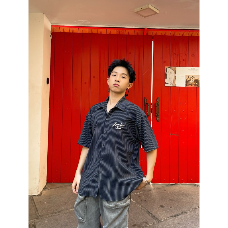 Áo sơ mi ,LESS IS MORE, zombie.club, Lụa premium, Thêu xù + Thêu nổi ngắn tay dáng rộng,UNISEX, Chính Hãng. | BigBuy360 - bigbuy360.vn