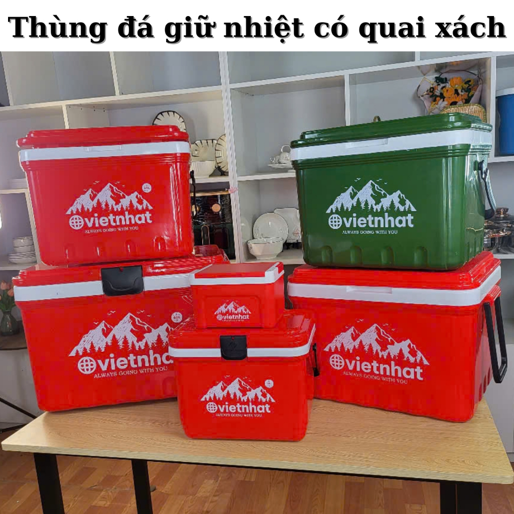 Thùng giữ nhiệt đựng nước đá có quai xách Phích đá vuông nhiều kích thước nhựa Việt Nhật giữ nhiệt l
