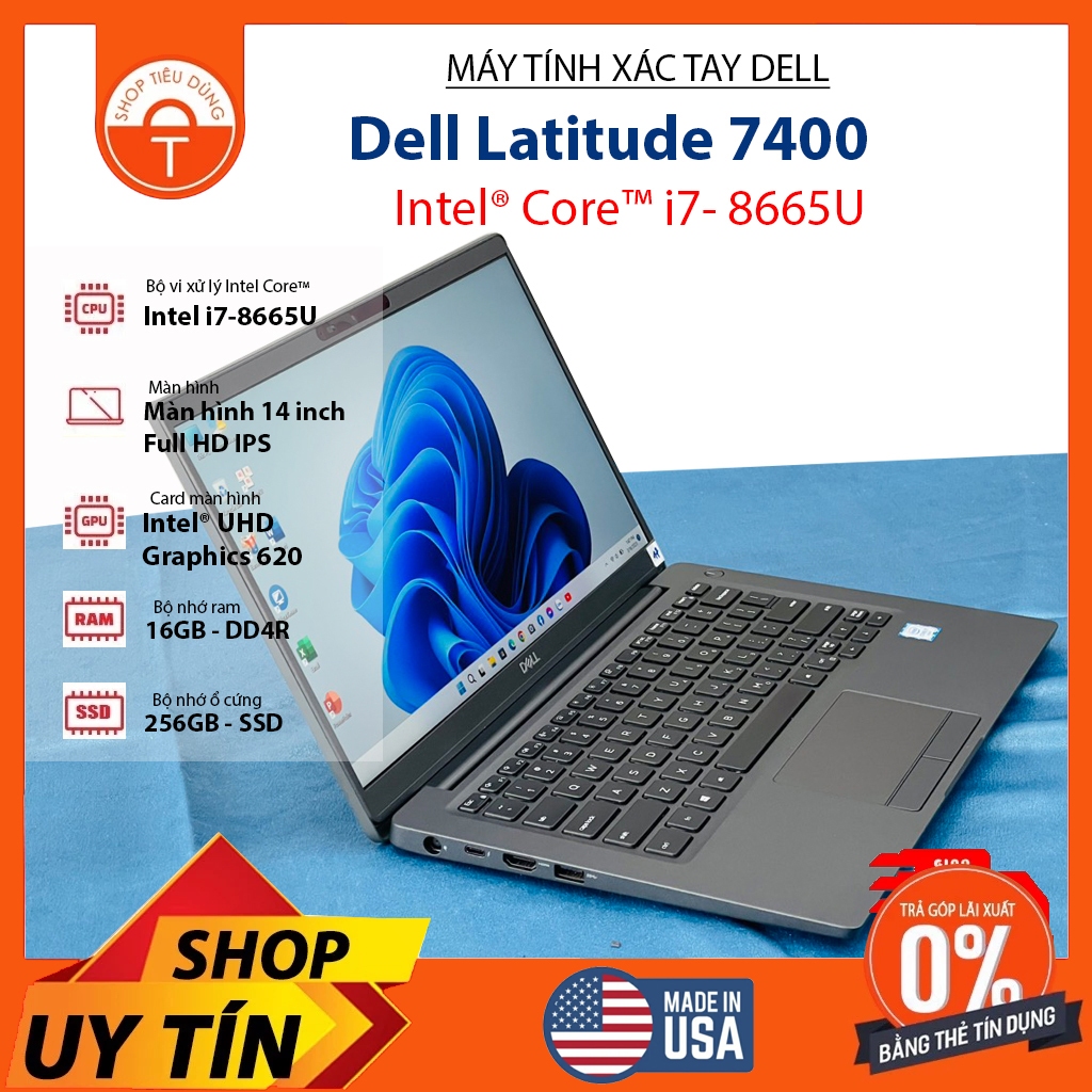 LAPTOP DELL LATITUDE 7400 I7-8665U/ RAM 16GB/ SSD 256G/ Màn hình 14.0" FHD IPS