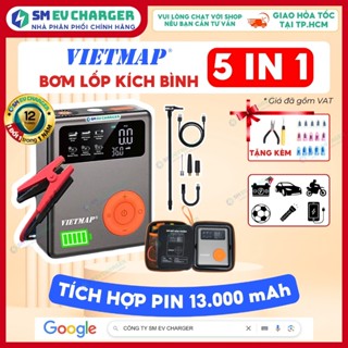 Kích bình Bơm lốp ô tô VIETMAP MF139 5in1 Đề nổ kích điện 12V xe hơi xe máy Tích hợp Đèn Pin Sạc dự phòng - SMEV
