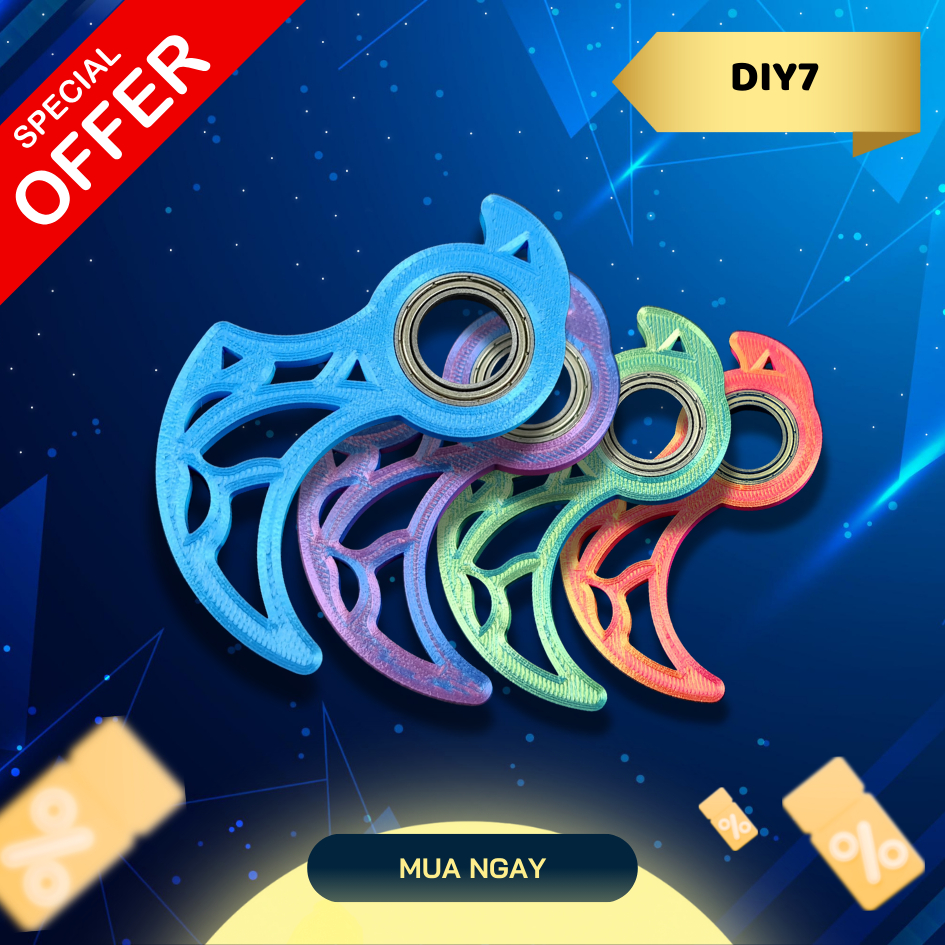 Keyrambit S4 Hex Pro - Móc Khóa Xoay 360 Độ, Tích Hợp Vòng Bi, Có Thể Gắn Charm