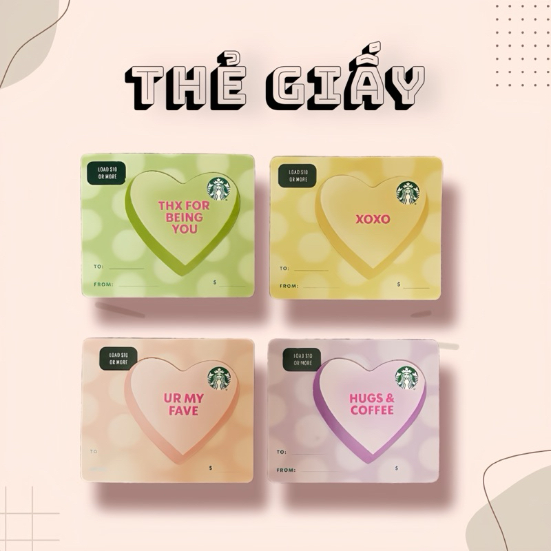 Thẻ Giấy Starbucks US 2025 - bản Valentine Day