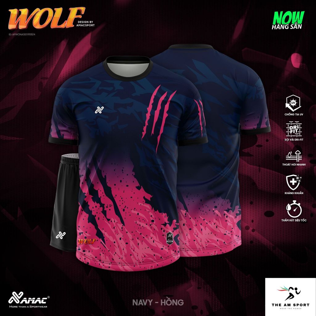 [In Tên & Số] Bộ Quần Áo Đá Bóng AMAC Wolf - Thoáng Mát, Thấm Hút Tốt | The AM Sport