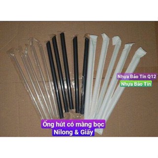 Ống hút CÓ MÀNG BỌC từng ống, 500gr, BỌC NILONG, BỌC GIẤY, nhiều size, F6 cafe, F8 chanh dây, F12 trà sữa trân châu.