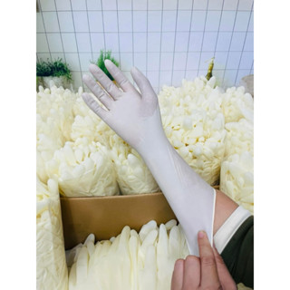    Chuẩn 1 kg   Găng Tay Cao Su  Trắng dài 30cm lao động .rửa bát chống nước 