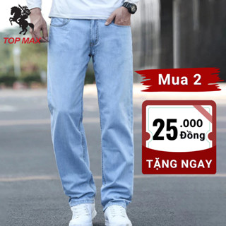 Quần Jean Nam TOPMAX, Quần Bò nam dáng suông Co Giãn, Ống Rộng có Big Size, Phong Cách Lịch Sự