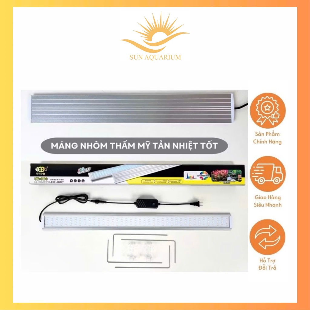 Đèn LED thủy sinh COCO WRGB (R-UR) đánh màu cây cá cực đẹp Đèn LED máng nhôm - Đỏ cá, đỏ cây, không 