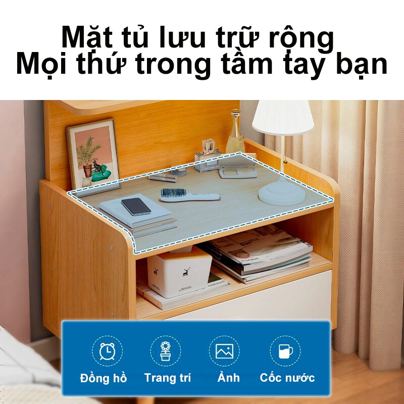 Bàn cạnh giường gỗ hiện đại thiết kế đơn giản đa năng dễ lắp đặt tiết kiệm không gian phòng ngủ | BigBuy360 - bigbuy360.vn