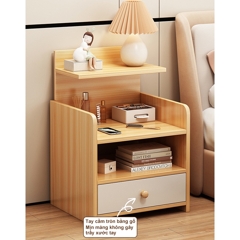 Bàn cạnh giường gỗ hiện đại thiết kế đơn giản đa năng dễ lắp đặt tiết kiệm không gian phòng ngủ | BigBuy360 - bigbuy360.vn